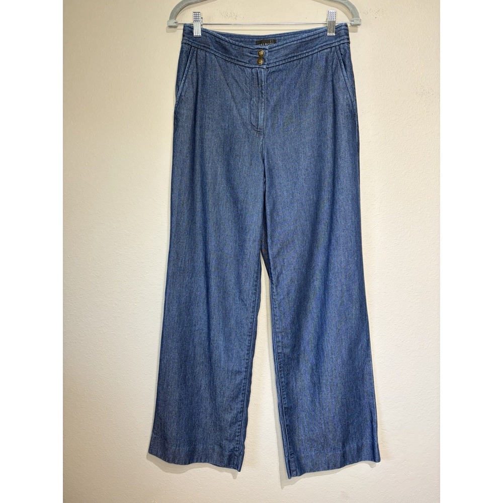 Talbots Denim Wide Leg Blue Trouser Jeans Pants Petite 6P Minimalist Casual
